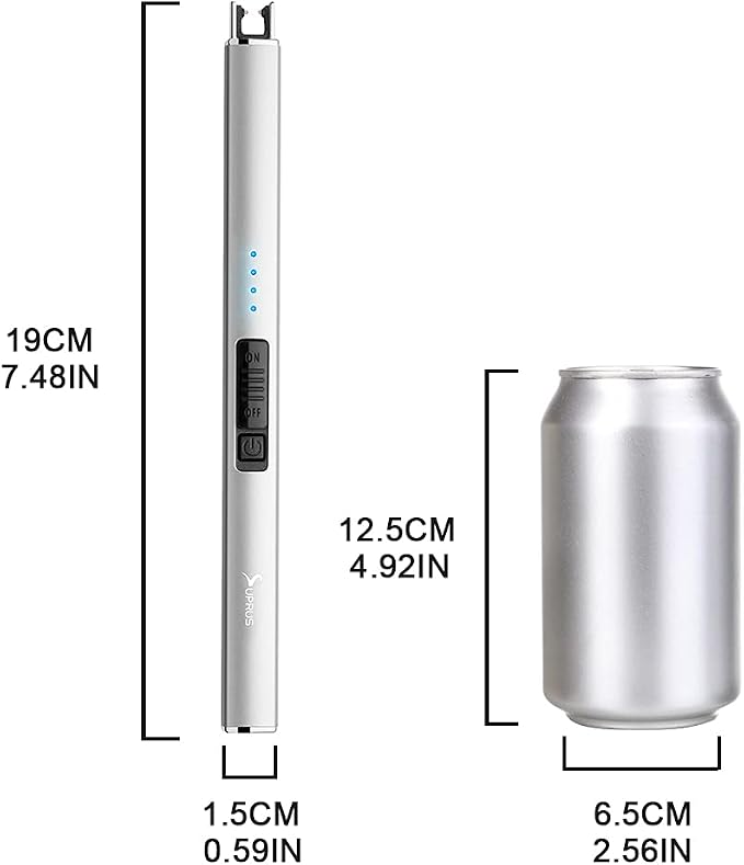 SUPRUS Electric Arc Windproof Flameless USB Lighter Rechargeable Lighter with Safety Lock for Candle BBQ Camping (Silver, 3)