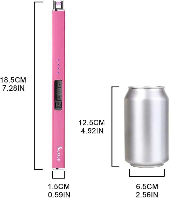 SUPRUS Fluorescent Glows in The Dark Electric Candle Lighter Rechargeable USB Arc lighters with Safety Lock Windproof Flameless Plasma for Candle BBQ Camping (Pink, 3)