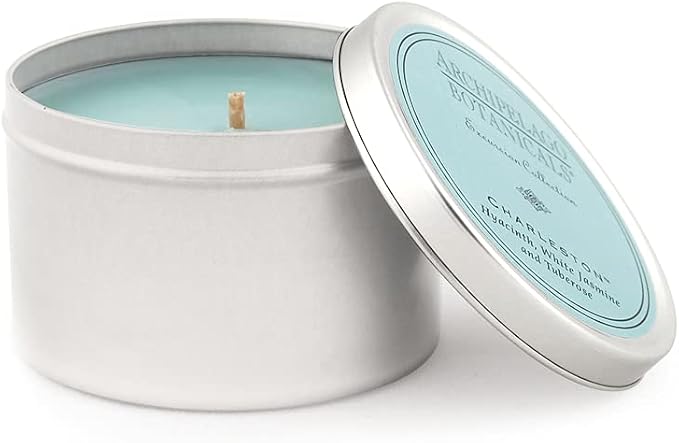 Archipelago Botanicals Charleston Travel Tin Candle, Jasmine, Tuberose and Hyacinth, Premium Wax Blend, Burns Approx. 30 Hours (5.9 oz)