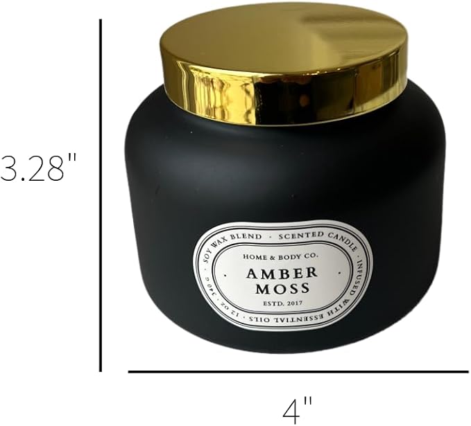 Home&Body Company Scented Candles 12 OZ Fragranced Candle, Soy Blend Wax, Infused with Essential Oils, Home Fragrances, Aromatherapy Home Scented Candles Gift, Scent: Amber Moss Pack of 2