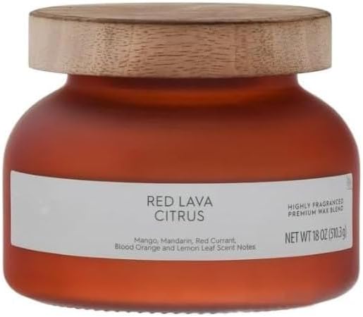 Red Lava and Citrus Highly Scented 2-Wick Frosted Jar Candle 18oz- 1pack