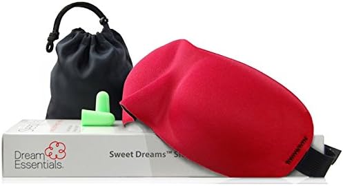 Wild Essentials Sweet Dreams Contoured Sleep Mask Kit with Travel Pouch and Earplugs Set ~ Red