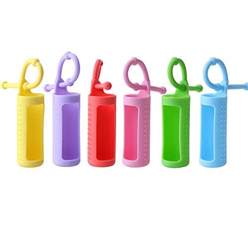 6pcs 5ml 10ml 15ml Silicone Roller Bottle Holder Sleeve,Essential Oil Carrying Case Colorful Travel Protective Cover with Hanging Rope Essential Oil Holder Accessories (10ml(1/3oz))