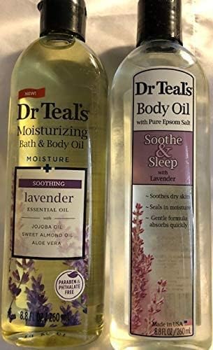 Dr Teal's Moisturizing Bath and Body Oil, Soothe & Sleep with Lavender Essential Oil, 8.8 fl oz