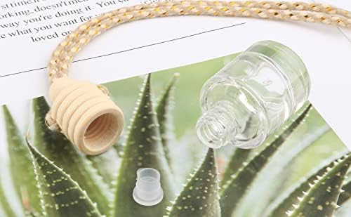 20 Pcs 8ml Hanging Car Air Freshener Diffuser,Empty Clear Glass Essential Diffuser Oil Aromatherapy Fragrance Perfume Pendant Glass Vials with Wooden Caps & Hanging String,Cylindrical
