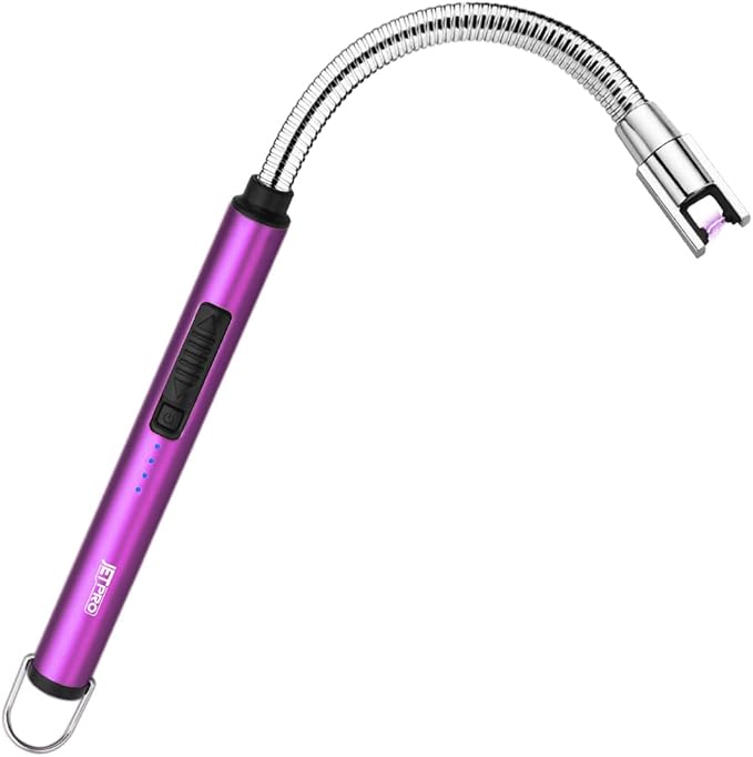 Candle Lighters USB Rechargeable Arc Electric Lighter with 360° Flexible Neck for Candle BBQ Camping (Purple)