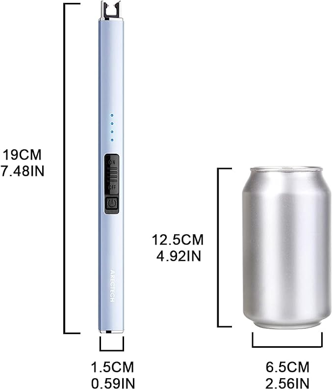 ARECTECH Electric Candle Lighter with Type-C Cable Birthday Gift for Man Women Wife Rechargeable Plasma Arc Lighters for Candle Camping Kitchen Stove Blue 2 Pack