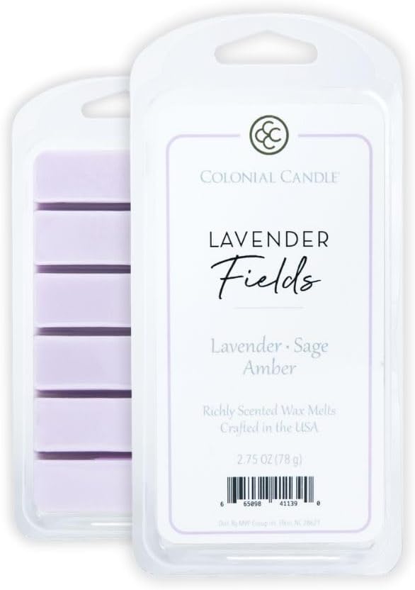 Colonial Candle Lavender Fields Scented Wax Melts, Wax Melt Warmer Cubes, Long Lasting Scented Wax Warmer Cubes, 4 Pack, 6 Cubes Each - Made in The USA
