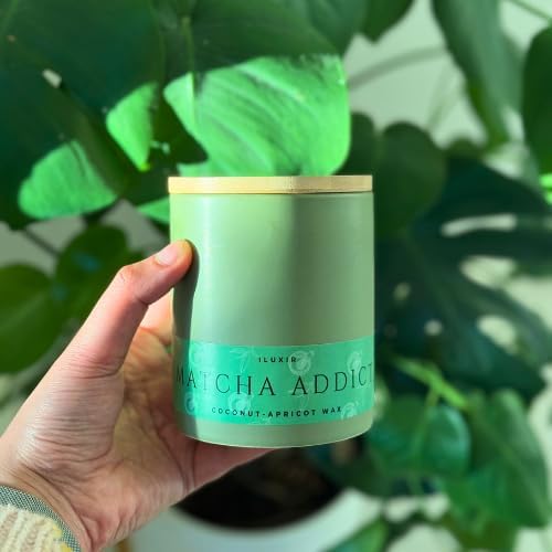 Matcha Scented Candle – Long Burning & Non-Toxic Perfumed Candles, Green Tea, Citrus & Sandalwood, Handcrafted Aromatherapy Candle for Matcha Lovers – (13 oz with Bamboo Lid)