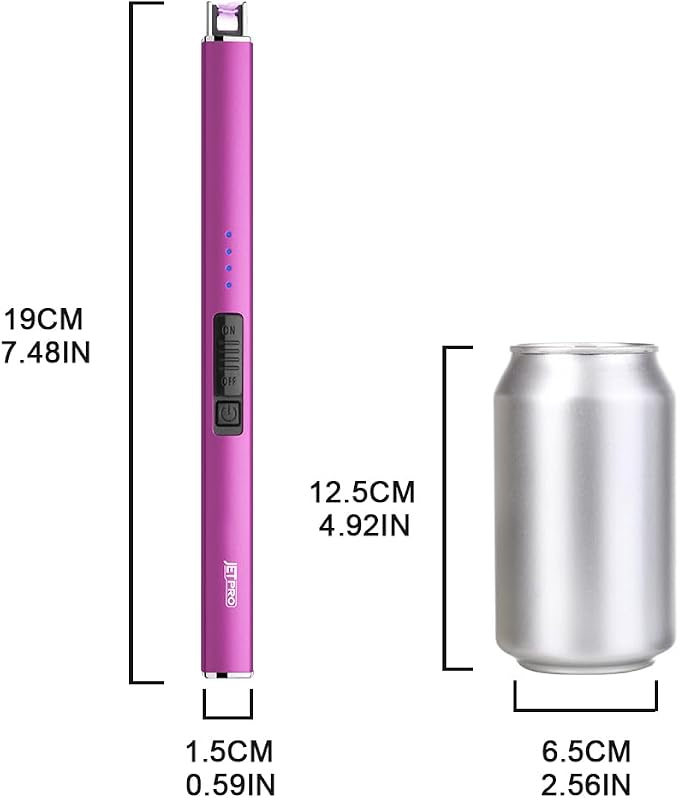 Electric Arc Windproof Lighter Flameless USB Rechargeable Lighter with Safety Lock for Candle BBQ Camping (Purple)