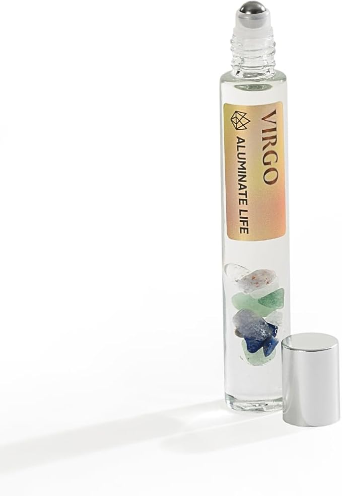 Virgo Zodiac Crystal-Infused Essential Oil Rollerball, Aromatherapy Blend - Balance & Clarity, Premium Astrology Sign Birthday Gift, Natural Therapeutic Roller, 10 mL