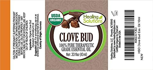 Healing Solutions Organic Clove Bud Oil - Pure & Undiluted Cove Bud Oil (0.33 oz / 10ml)
