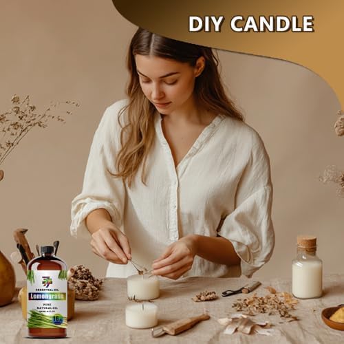 Lemongrass Essential Oil 16fl oz Diffuser DIY Candle Soap | Aroma; Natural; Humidifier Safe; Home Office; Yoga; Gift; Citrus Scent; Cleaning; Steam Distilled; Multipurpose; Fresh