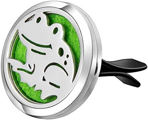 Wild Essentials Happy Frog Essential Oil Car Vent Diffuser, Stainless Steel Locket Pendant with 8 Color Refill Pads, Customizable Color Changing Air Freshener for Aromatherapy