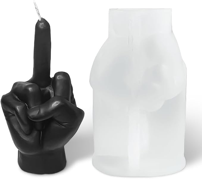 Large Hand Shaped Silicone Mold for Candle Making, 5 Inch Gesture Candle Mold,Middle Finger Shaped Resin Casting Mould for Making Candle Baking Soap Wax Cake Mousse Ice Cream