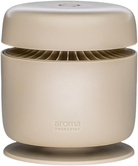 AromaTherapist AromaAmplifier – Portable, Mess-Free Aromatherapy Device for AromaPucks – Long Battery Life, Adjustable Fan Speeds, and Residue-Free Operation (Beige)