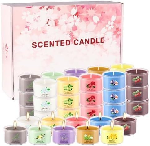 40 Pack Scented Candle Set, 10 Fragrances, 35g Natural Soy Wax Candles with Smokeless Cotton Wicks, Ideal for Home Decor, Yoga, Meditation, Spa & Gifting.Mother's Day