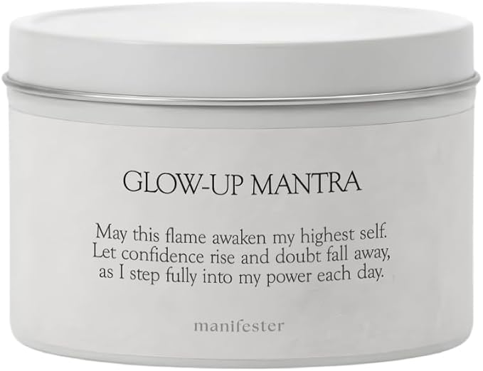 Glow Up Natural Soy Wax Candle with Mantra – Clean Burn 100% Cotton Wick (No Lead or Zinc) – Phthalate-Free & Paraben-Free – Long-Lasting – Gift for Women – 6 oz (Glow Up Era Jasmine + Coconut)