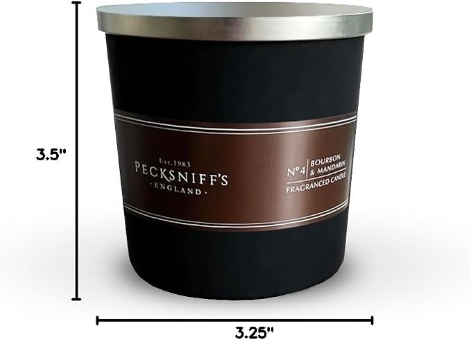 Pecksniffs Black Tall Bourbon & Mandarin Scented Candle | 3 Wicks, 283g/9.9oz