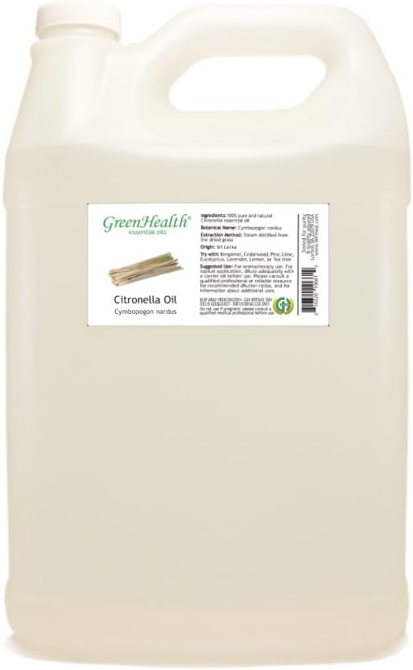 Citronella Essential Oil - 1 Gallon - Plastic Jug - 100% Pure & Uncut - GreenHealth