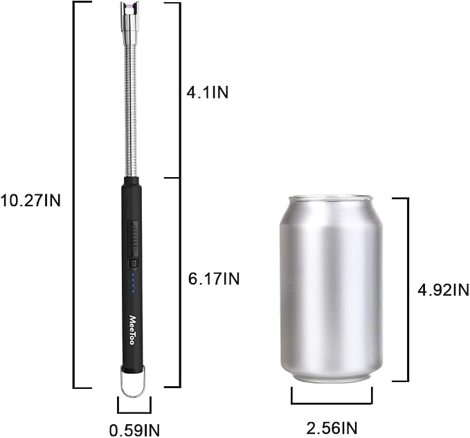 MeeToo Lighter, Electric Candle Rechargeable USB Lighter Plasma Arc for Candle Christmas Birthday Camping Black