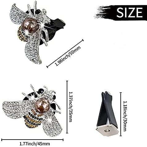 4 Pcs Bling Bee Air Vent Clips, Crystal Bee Car Air Fresheners + Sunflower Mask Hook