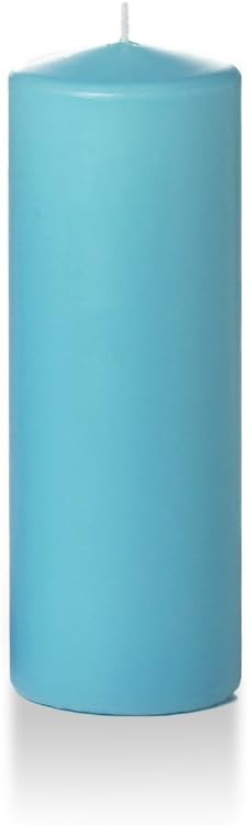yummi 3" x 8" Caribbean Blue Round Pillar Candles - 3 per Pack