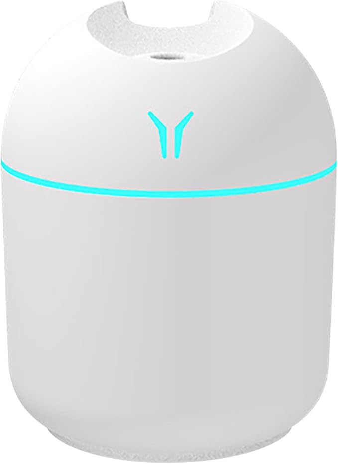 Portable Mini Humidifier, USB Personal Desktop Air Humidifier for Baby Bedroom Travel Office Home with Light, 300ml Small Cool Mist Humidifier, Essential Oil Diffusers Easy Clean