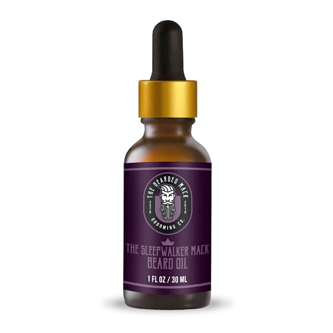 The Bearded Mack Grooming Co Beard Oil - Sleepwalker Mack - Lavender & Vanilla - Softens Beard, Removes Beard Itch & Promotes Healthy Beard Growth, 1 oz