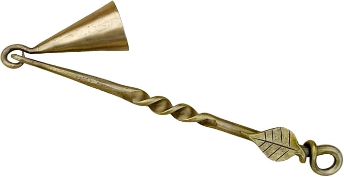 Living Ideas Hand Forged Leaf Candle Snuffer Iron Handmade Medieval Candle Snuffer Blacksmith Candle Extinguisher Gift for Candle Lovers Classic Look Antique Brass Finish Wick Candlesnuffers