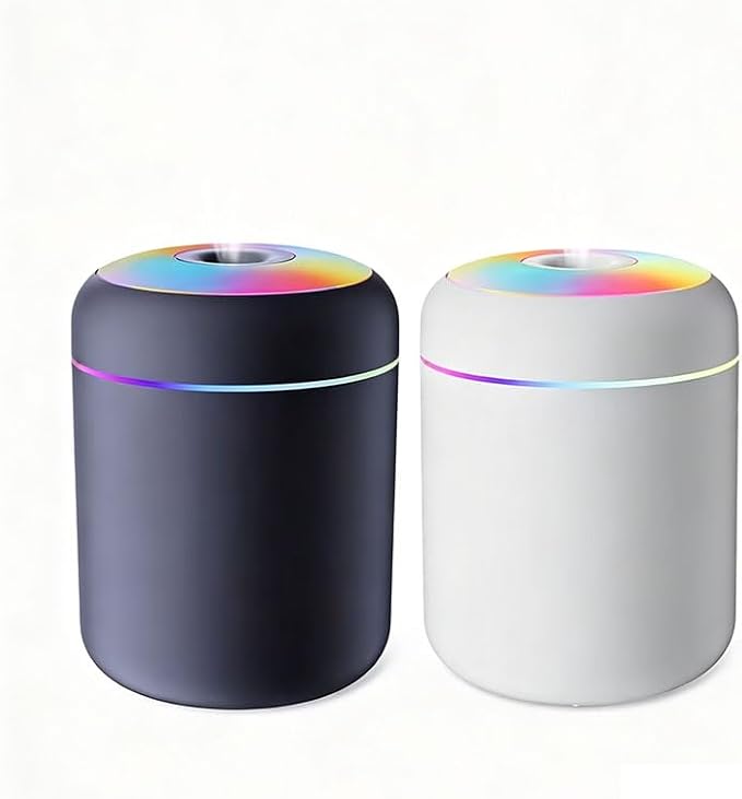 2pcs Portable Mini Humidifier, Fragrance Diffuser, with Colored LED Lights, Powered by USB, Suitable for Dormitories, Bedrooms, Living Rooms and Cars