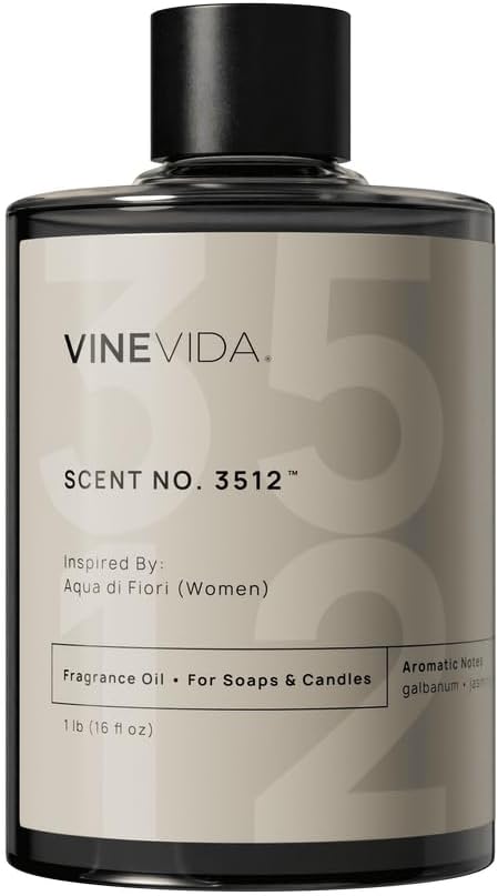 VINEVIDA Scent NO. 3512 Fragrance Oil - 16oz (1lb) - Inspired by: Aqua di Fiori (Women) Fragrance Oil for Candle Making - Made in USA Candle Scents Scents for Soap Making
