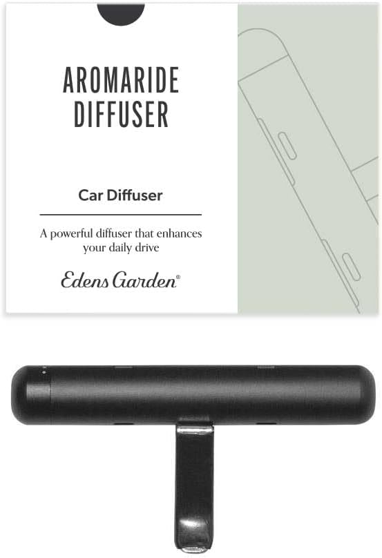 Edens Garden Aromaride Clip-On Car Essential Oil Diffuser Portable Air Freshener with 4 Scent Sticks, Vent Clip Accessory, Essential Oil Diffuser Black