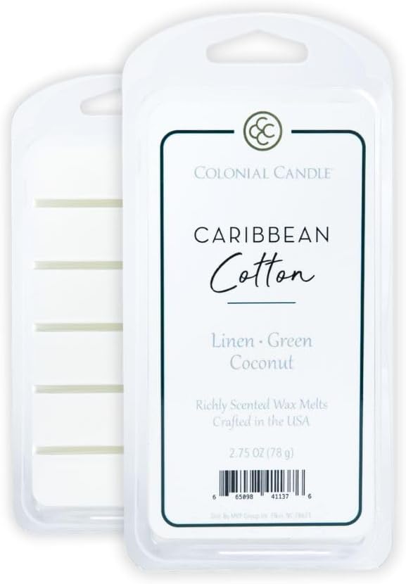Colonial Candle Caribbean Cotton Scented Wax Melts, Wax Melt Warmer Cubes, Long Lasting Scented Wax Warmer Cubes, 4 Pack, 6 Cubes Each - Made in The USA