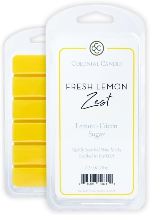 Colonial Candle Fresh Lemon Zest Scented Wax Melts, Wax Melt Warmer Cubes, Long Lasting Scented Wax Warmer Cubes, 4 Pack, 6 Cubes Each - Made in The USA