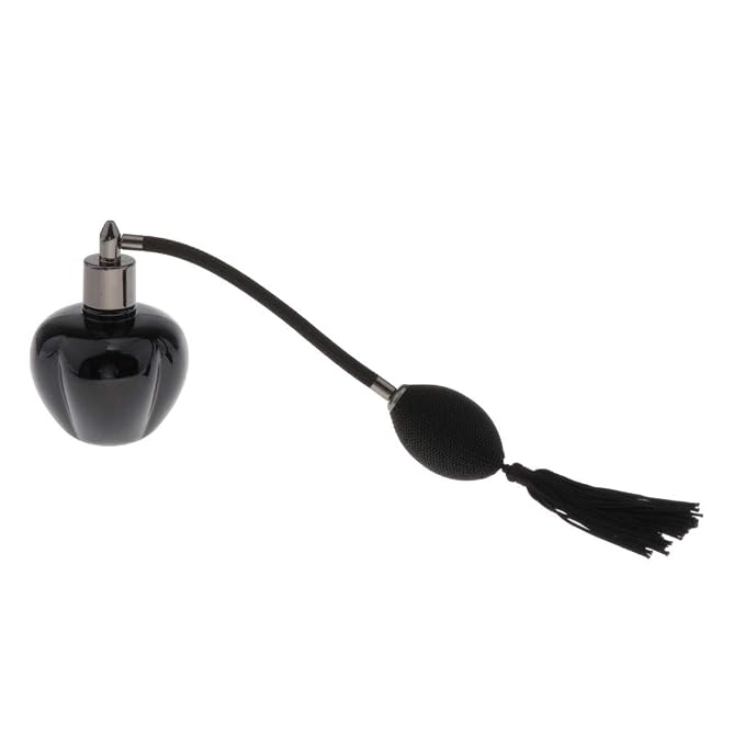 Long Bulb Perfume Bottle 100ml for Refill, black, 10.5x6.5cm