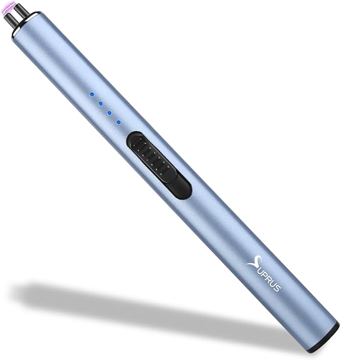 SUPRUS Electric Arc Windproof Flameless USB Rechargeable Lighter with Safety Lock for Candle (Blue)