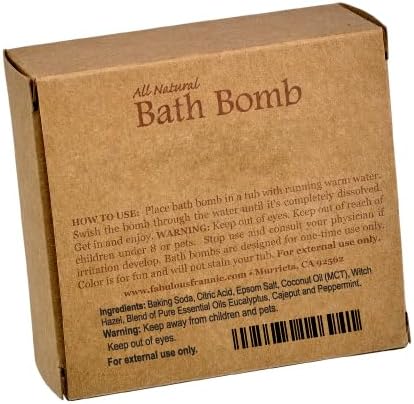 Fabulous Frannie Easy Breathzy Natural, Handmade Bath Bomb Set, Rich in Essential Oil, Mineral Salt, Coconut Oil, Witch Hazel, Fizzies to Moisturize Skin 2.5oz (Pack of 1)