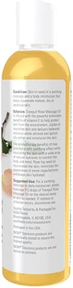 NOW Solutions, Tranquil Rose Massage Oil, Body Moisturizer for Dry Sensitive Skin, Promotes Healthy-Looking Skin, 8-Ounce (Pack of 2)