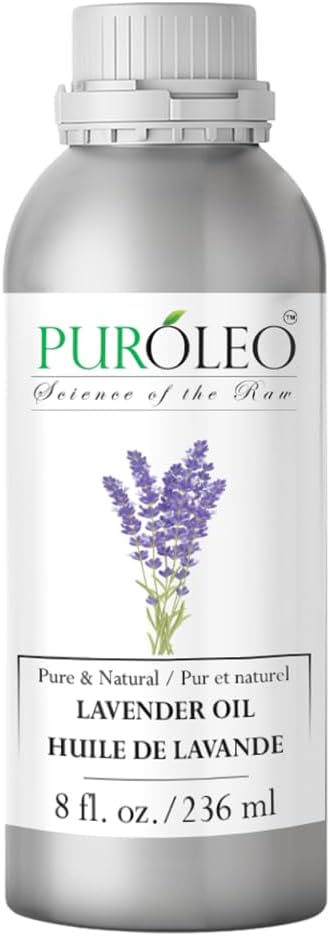 PUROLEO Lavender Essential Oil 8 Fl Oz/236 ML (Packed in Canada) 100% Pure Natural Undiluted for Aromatherapy, Aromatherapy Oil for Sleep, Relaxation Bulgaria France Oil Diffuser