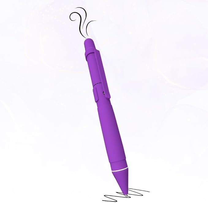 Aromatherapy Writing Pen Battery with Real Ink Tip and Hidden Diffuser Port, Soft Touch Ballpoint for Note Taking, Signature, and On-The-Go Relaxation, Rechargeable Wellness Gift for Office (Purple)