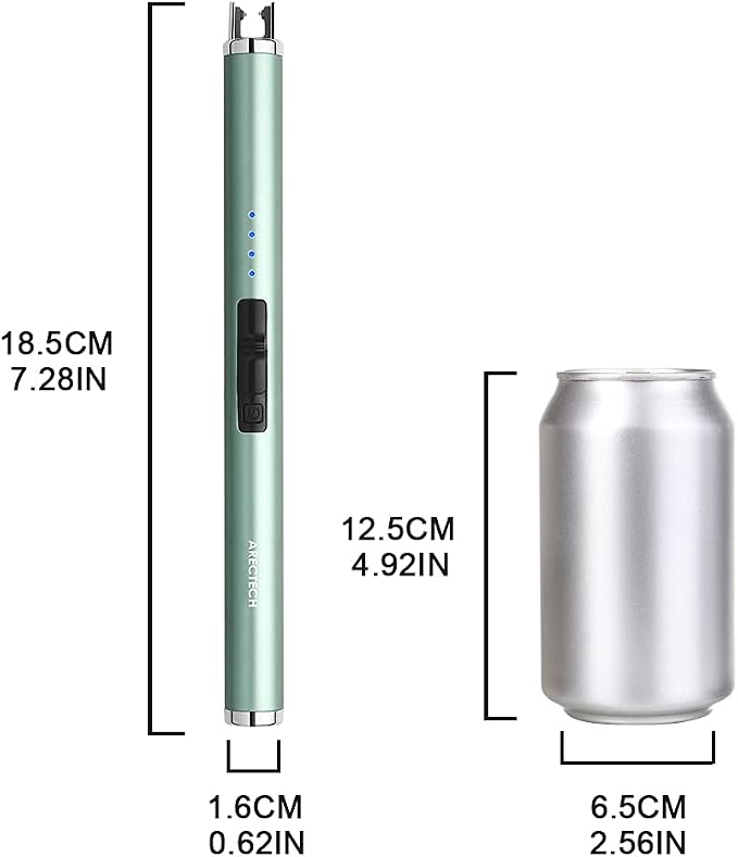 ARECTECH Rechargeable Electric Candle Lighter, Arc Plasma Windproof Lighter for Candle Kitchen Birthday, Christmas Stocking Stuffers Gifts for Mom Men Wife with Type-C Cable, Green