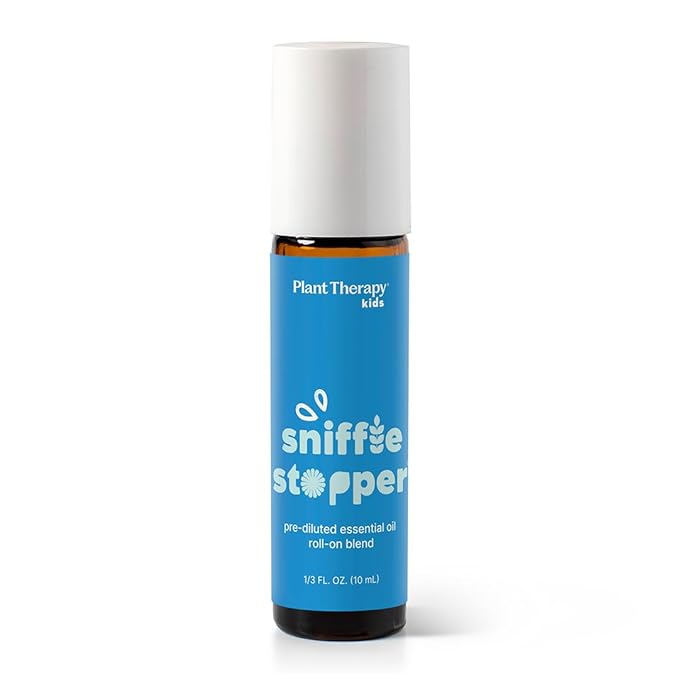Plant Therapy Kids Sniffle Stopper Essential Oil Blend Pre-Diluted Roll-On 10 mL (1/3 oz) Respiratory Support Blend 100% Pure, Natural Aromatherapy, Therapeutic Grade
