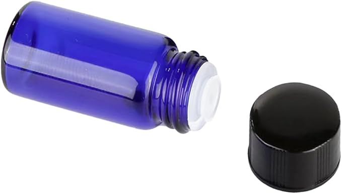 36Pcs Cobalt Blue Glass Bottles For Essential oils 3ml, Empty Refillable Vials Sample Bottles, with Orifice Reducers and Black Caps ﻿ (3ml)