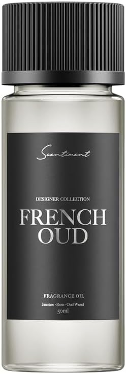 Scentiment French Oud Designer Collection Diffuser Oil – Jasmine, Rose, Oud Wood, Vanilla, Patchouli, Sandalwood Scent for Diffusers, Fragrance Oil – 1.7 fl oz (50 mL)