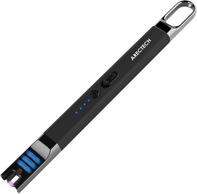 ARECTECH Electric Candle Lighter Rechargeable USB Long Gill Lighter for Candle Cooking Camping BBQs Fireworks Black
