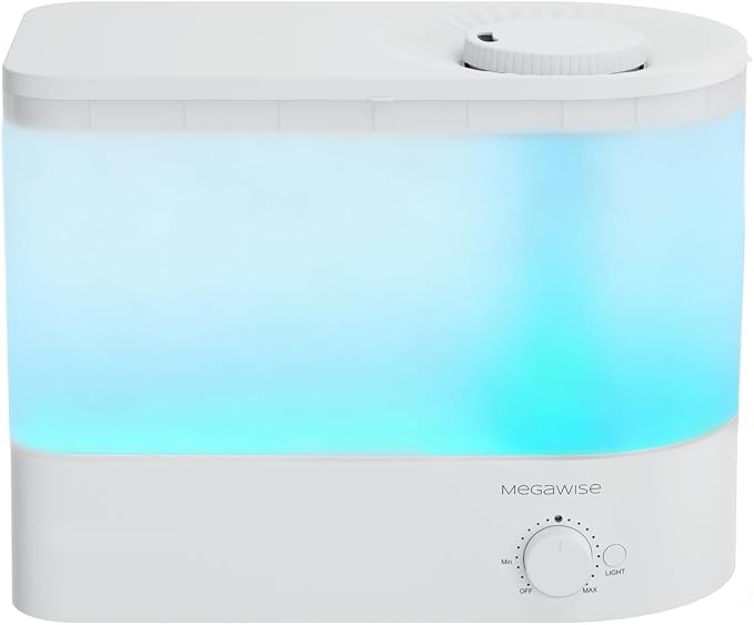 MEGAWISE 6L Ultrasonic Cool Mist Humidifier for Bedroom, Quiet Operation Under 28dB, 28W Energy-Saving Design, Auto Shut-Off for Baby Room, Large Room and Indoor Plants