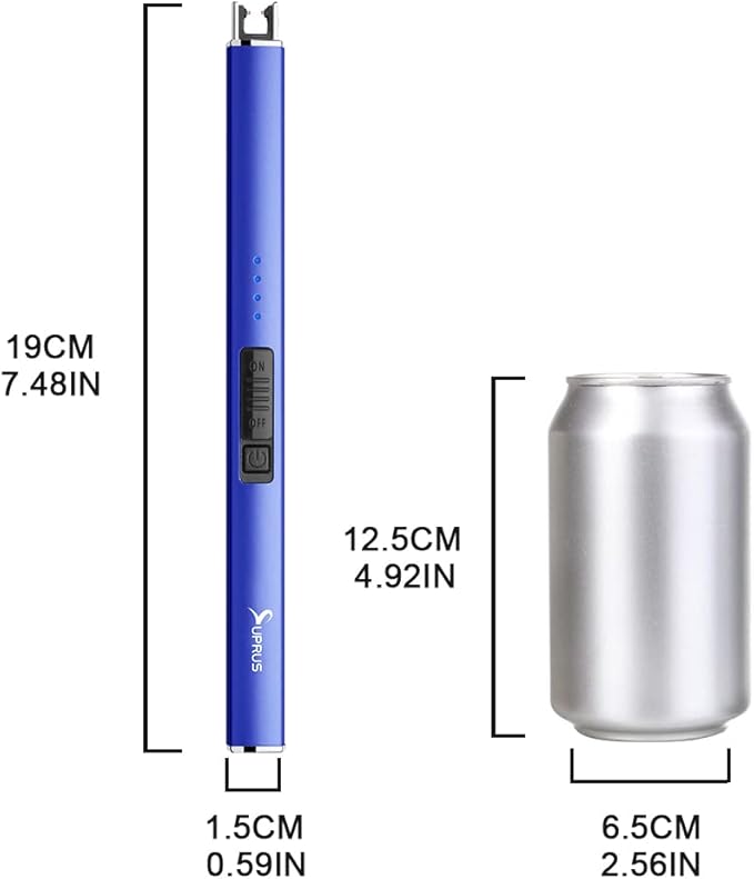 SUPRUS Electric Arc Windproof Flameless USB Lighter Rechargeable Lighter with Safety Lock for Candle BBQ Camping (Dark Blue, 3)