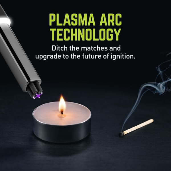 True Plasma Lighter Wand - USB-C Rechargeable, Flameless, Fuel-Free, Durable Aluminum, Impact Resistant, Includes Safety Lock Switch
