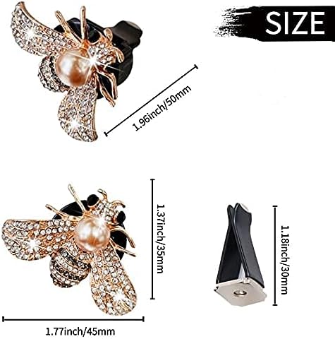 Bling Bee Crystal Car Air Fresheners - Rhinestone Diffuser Vent Clip Charms - Cute Car Decor for Women (Golden)